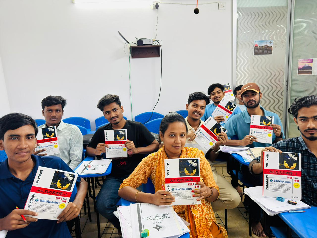 Teacher instructing a language class